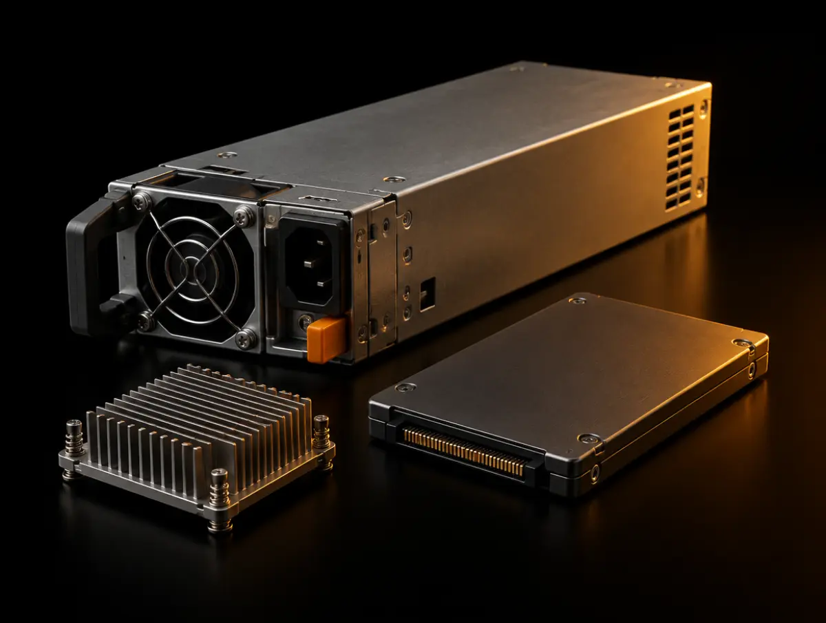 Server power supply, NVMe drive and heatsink