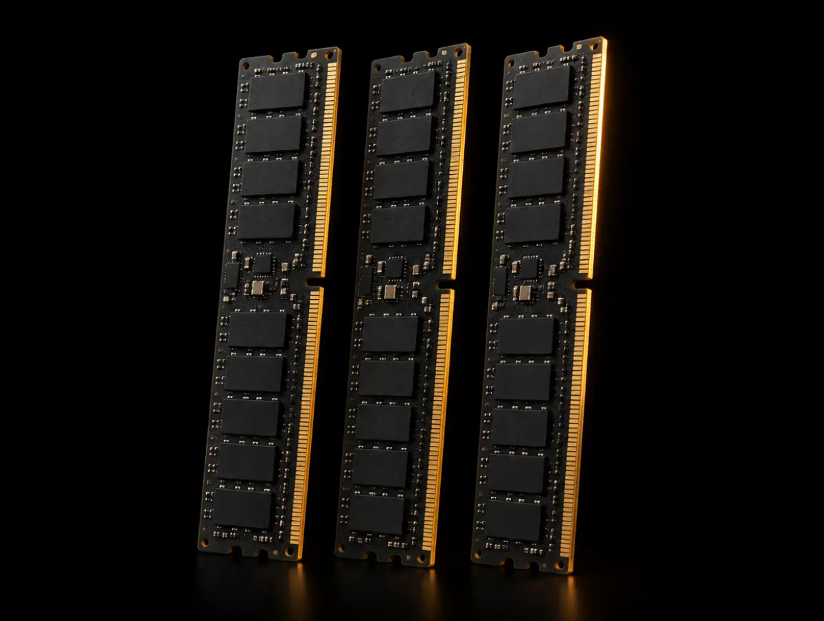 Three DDR5 RDIMM server memory modules
